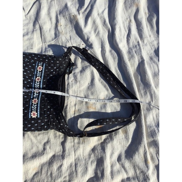 Vera Bradley womens fabric purse satchel 11” 11 in handbag black blue floral - Picture 11 of 16